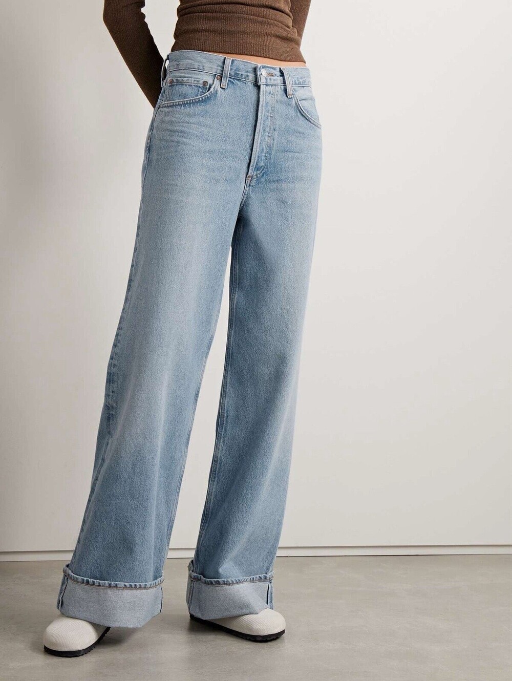 Agolde Dame Denim Jeans High Rise 28 Casual Classic Y2K Cuffed Wide Leg Grunge